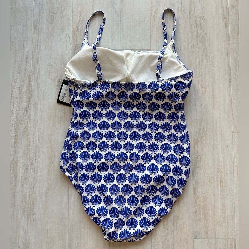 NWT Kate Spade Blue and White Shell Pattern One-Piece Swimsuit in Blue Berry - Picture 2 of 4